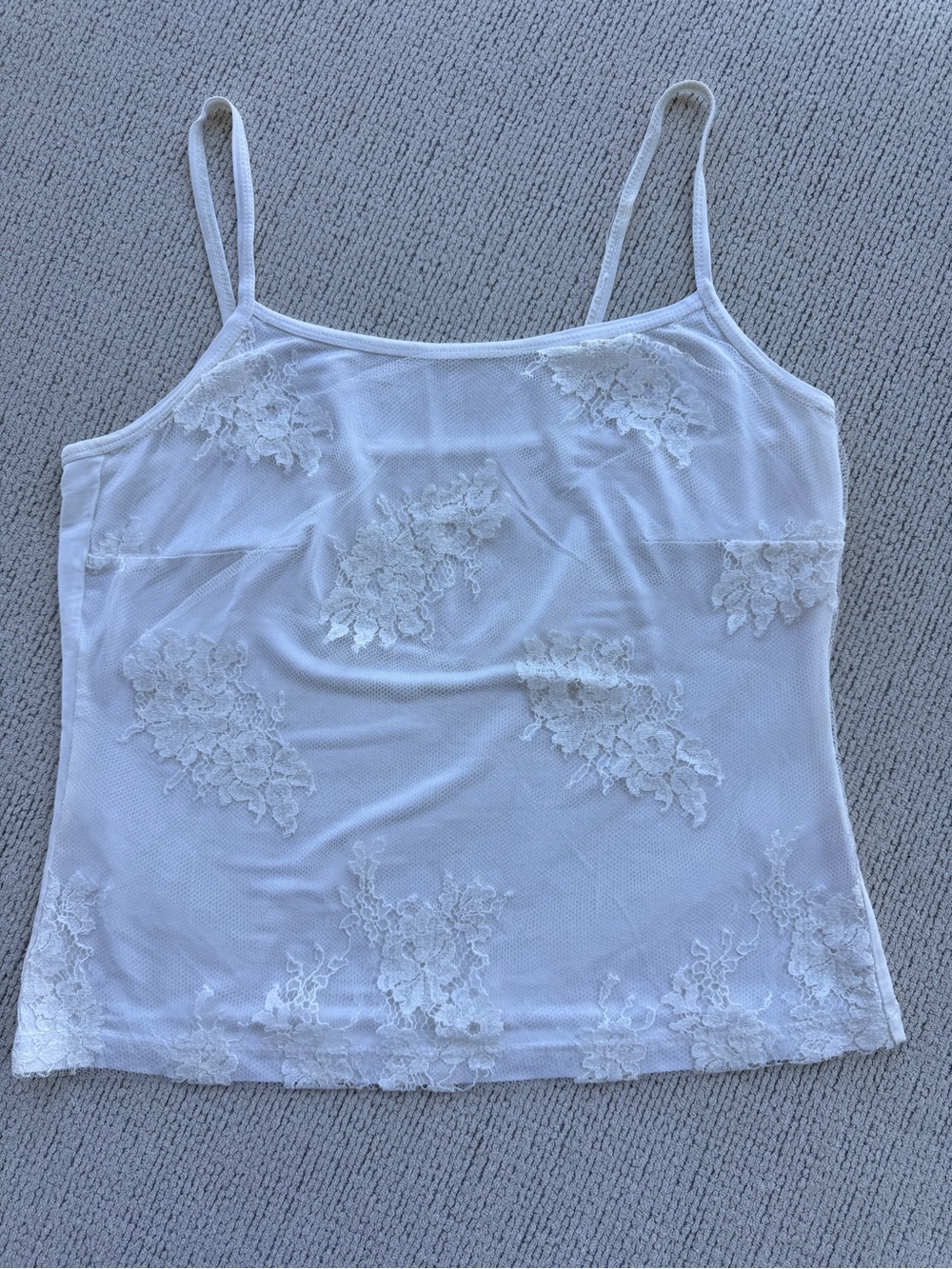 Delicate Lace Appliqué White Camisole Top